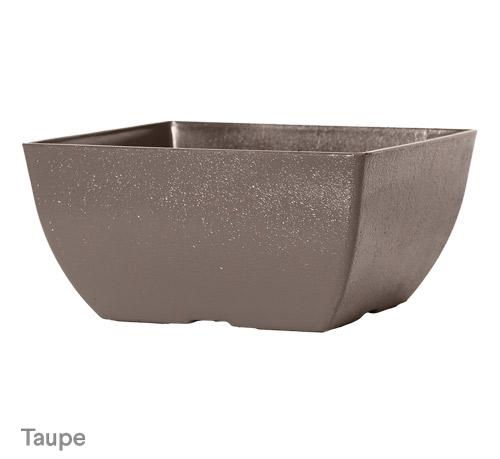 image of taupe simple stone low planter