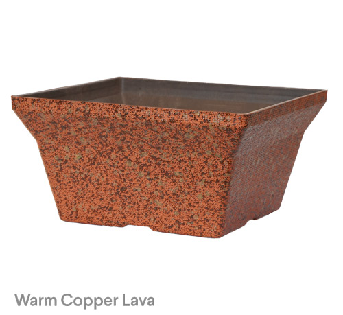 image of warm copper lava camelot low and square planter