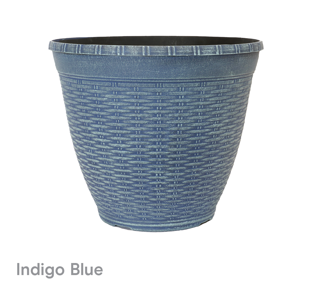 image of Indigo Blue Wicker planter