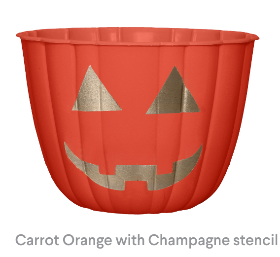 image of Carrot Orange with Champagne stencil Pumpkin with Face Planters