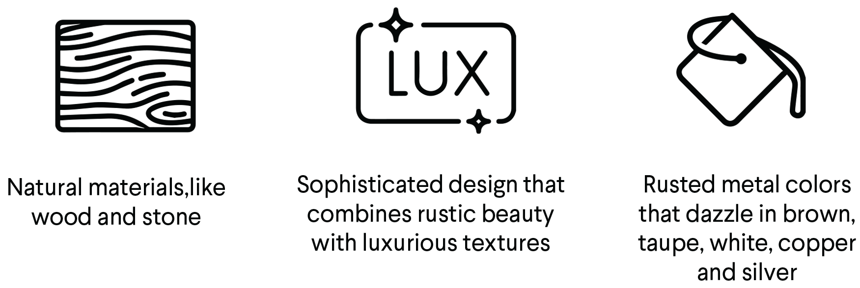 icons indicating Luxe