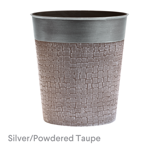 image of Silver Powdered Taupe Distressed Weave Pot
