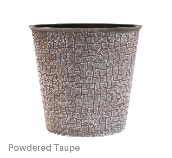 image of Powdered Taupe Distressed Weave Pot
