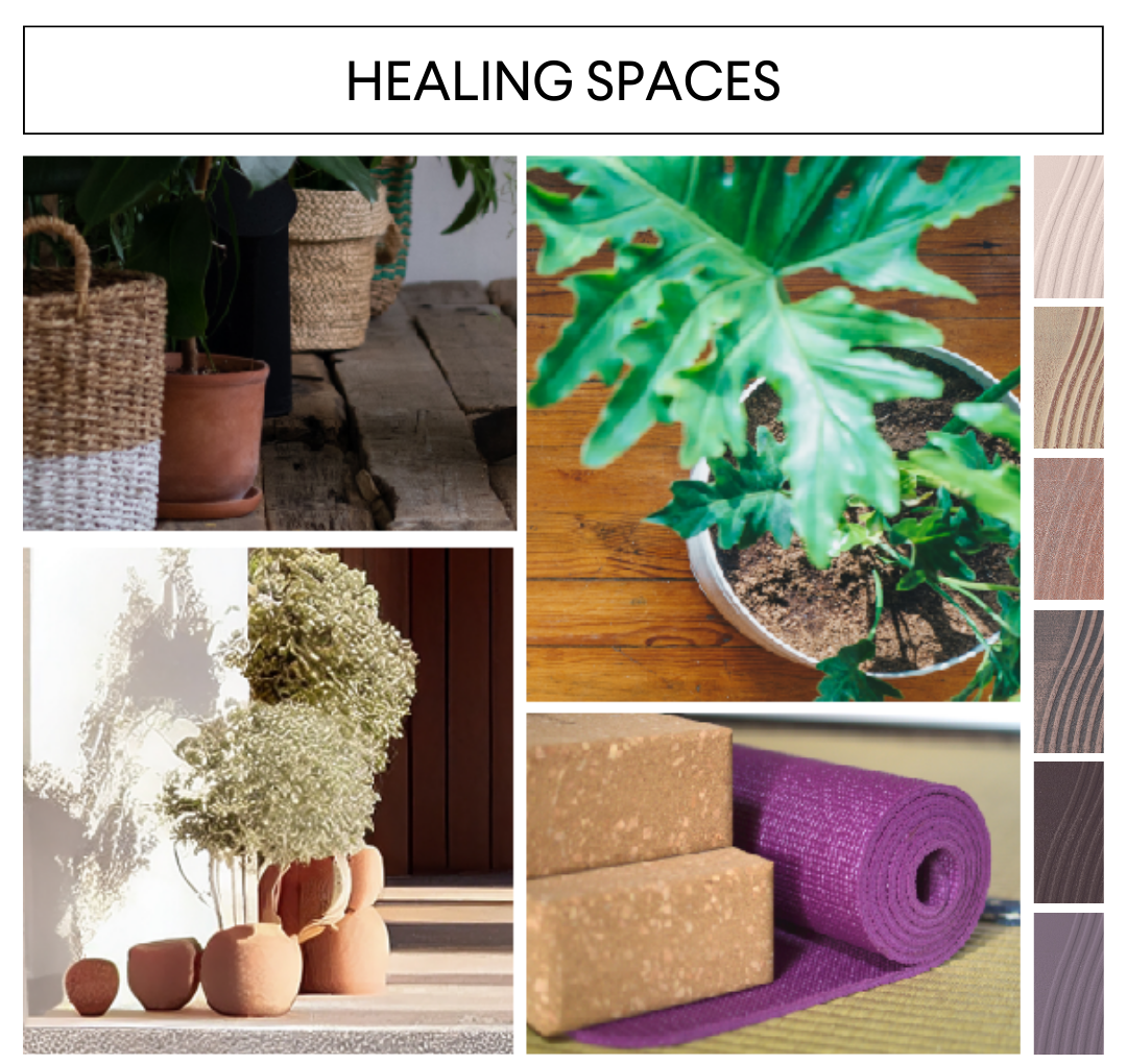 image of colorful pots that links to Healing Spaces page