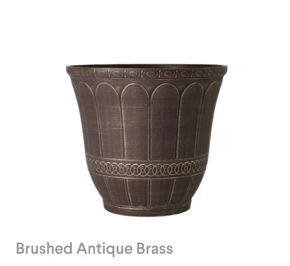 image of Brushed Antique Brass Scalloped Flare planter